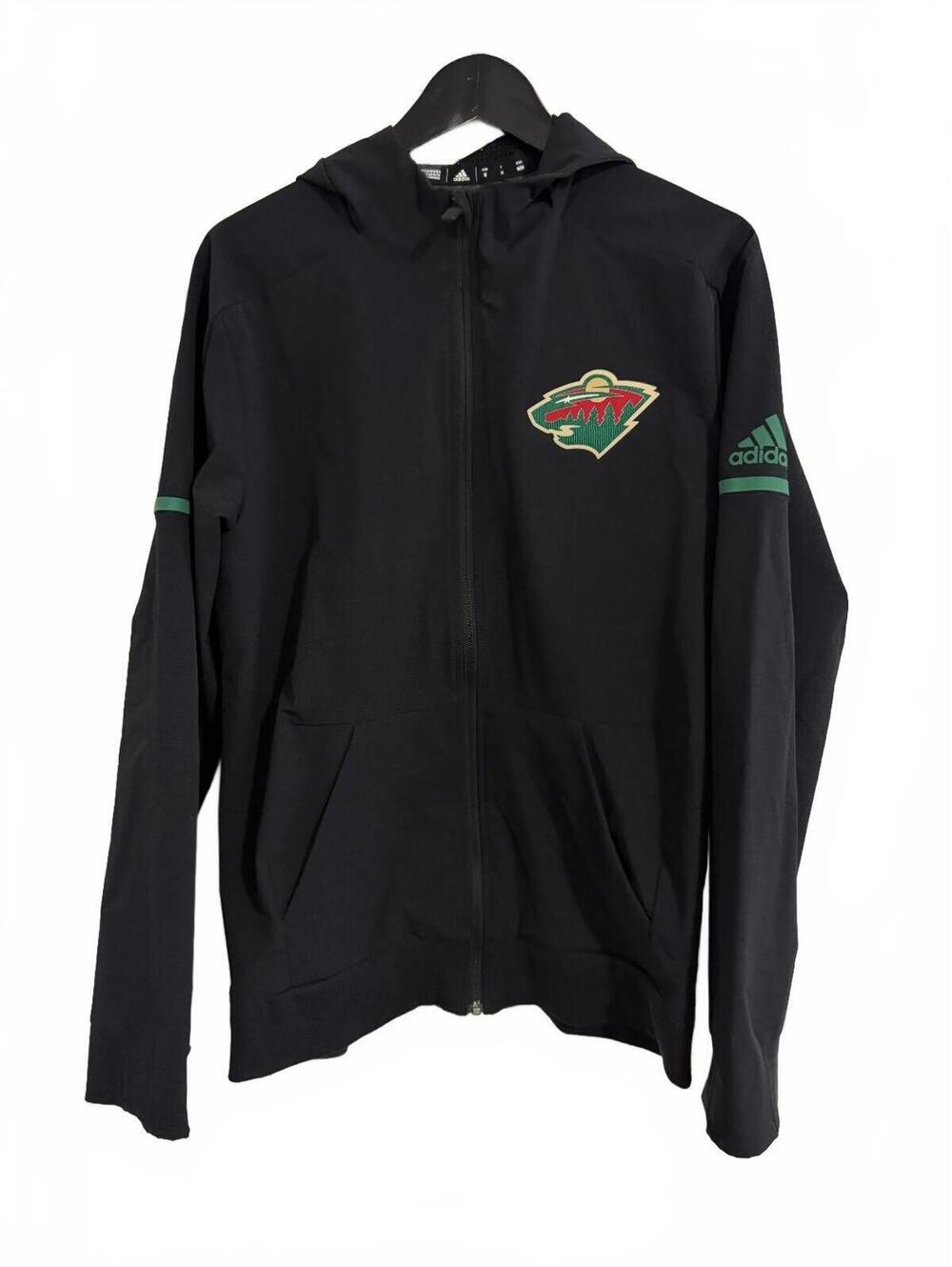 Minnesota Wild Black Adidas Full-Zip Windbreaker Size Medium